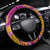 Rugby Niue Steering Wheel Cover Hiapo Tribal Heritage Tattoos Pink Color - Polynesian Pride