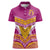 Custom Rugby Niue Women Polo Shirt Hiapo Tribal Heritage Tattoos Pink Color - Polynesian Pride