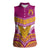 Custom Rugby Niue Women Sleeveless Polo Shirt Hiapo Tribal Heritage Tattoos Pink Color - Polynesian Pride