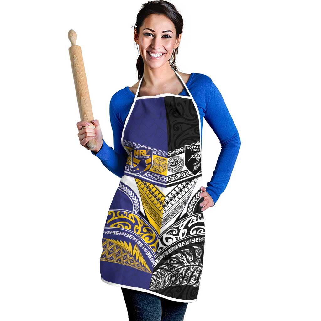 Rugby Niue and Aotearoa Apron Hiapo with Maori Moko Tribal Heritage Tattoos - Polynesian Pride