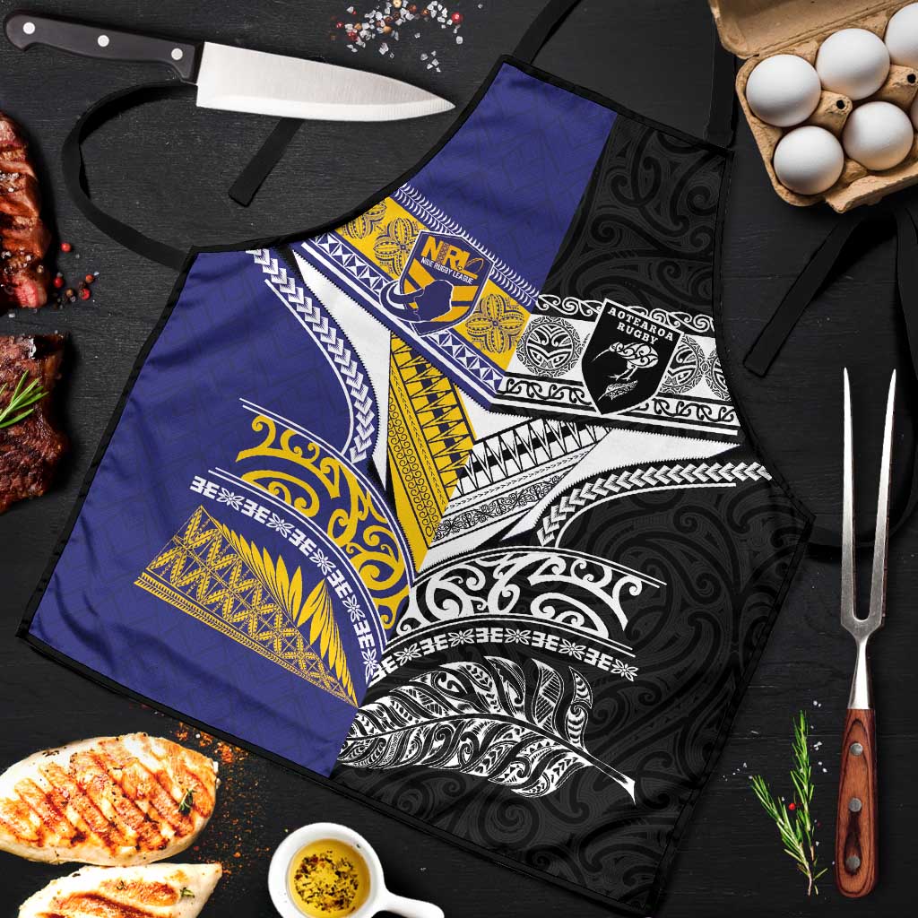 Rugby Niue and Aotearoa Apron Hiapo with Maori Moko Tribal Heritage Tattoos - Polynesian Pride