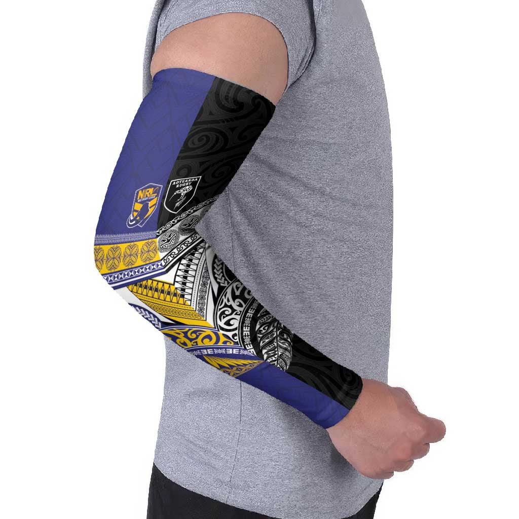 Custom Rugby Niue and Aotearoa Arm Sleeves Hiapo with Maori Moko Tribal Heritage Tattoos - Polynesian Pride