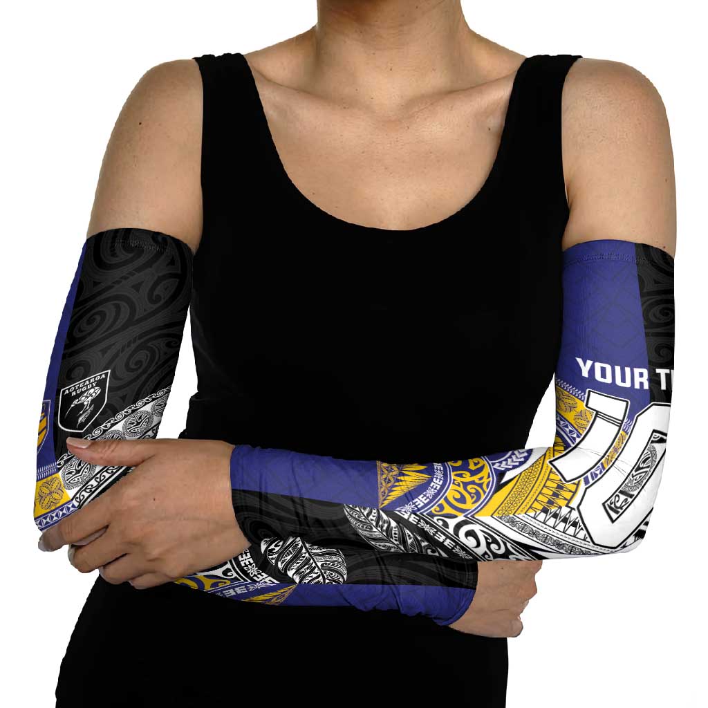 Custom Rugby Niue and Aotearoa Arm Sleeves Hiapo with Maori Moko Tribal Heritage Tattoos - Polynesian Pride