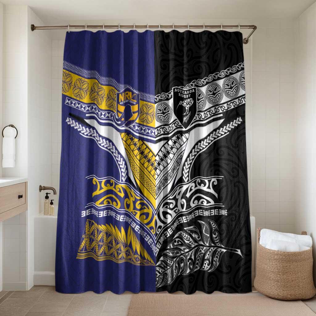 Rugby Niue and Aotearoa Bathroom Set Hiapo with Maori Moko Tribal Heritage Tattoos - Polynesian Pride