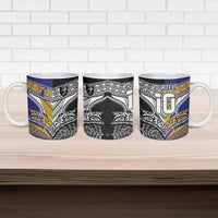 Custom Rugby Niue and Aotearoa Ceramic Mug Hiapo with Maori Moko Tribal Heritage Tattoos - Polynesian Pride