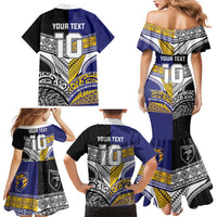 Custom Rugby Niue and Aotearoa Family Matching Mermaid Dress and Hawaiian Shirt Hiapo with Maori Moko Tribal Heritage Tattoos - Polynesian Pride