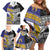 Custom Rugby Niue and Aotearoa Family Matching Off Shoulder Short Dress and Hawaiian Shirt Hiapo with Maori Moko Tribal Heritage Tattoos - Polynesian Pride