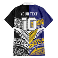 Custom Rugby Niue and Aotearoa Family Matching Summer Maxi Dress and Hawaiian Shirt Hiapo with Maori Moko Tribal Heritage Tattoos - Polynesian Pride