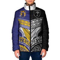 Custom Rugby Niue and Aotearoa Padded Jacket Hiapo with Maori Moko Tribal Heritage Tattoos - Polynesian Pride