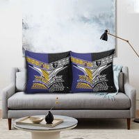 Rugby Niue and Aotearoa Pillow Cover Hiapo with Maori Moko Tribal Heritage Tattoos - Polynesian Pride