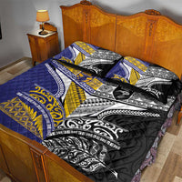 Rugby Niue and Aotearoa Quilt Bed Set Hiapo with Maori Moko Tribal Heritage Tattoos - Polynesian Pride