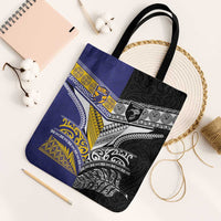 Rugby Niue and Aotearoa Tote Bag Hiapo with Maori Moko Tribal Heritage Tattoos - Polynesian Pride