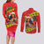 Hawaii Christmas Couples Matching Long Sleeve Bodycon Dress and Long Sleeve Button Shirt Hula Girl Hibiscus With Hawaiian Style Tribal Fabric Patchwork LT03 - Polynesian Pride