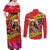 Hawaii Christmas Couples Matching Off Shoulder Maxi Dress and Long Sleeve Button Shirt Hula Girl Hibiscus With Hawaiian Style Tribal Fabric Patchwork LT03 - Polynesian Pride