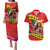 Hawaii Christmas Couples Matching Puletasi Dress and Hawaiian Shirt Hula Girl Hibiscus With Hawaiian Style Tribal Fabric Patchwork LT03 Red - Polynesian Pride