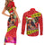 Hawaii Christmas Couples Matching Short Sleeve Bodycon Dress and Long Sleeve Button Shirt Hula Girl Hibiscus With Hawaiian Style Tribal Fabric Patchwork LT03 - Polynesian Pride
