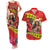 Hawaii Christmas Couples Matching Tank Maxi Dress and Hawaiian Shirt Hula Girl Hibiscus With Hawaiian Style Tribal Fabric Patchwork LT03 Red - Polynesian Pride