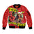 Hawaii Christmas Sleeve Zip Bomber Jacket Hula Girl Hibiscus With Hawaiian Style Tribal Fabric Patchwork LT03 Unisex Red - Polynesian Pride
