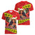 Hawaii Christmas Women V Neck T Shirt Hula Girl Hibiscus With Hawaiian Style Tribal Fabric Patchwork LT03 - Polynesian Pride
