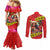 Personalised Hawaii Christmas Couples Matching Mermaid Dress and Long Sleeve Button Shirt Hula Girl Hibiscus With Hawaiian Style Tribal Fabric Patchwork LT03 - Polynesian Pride