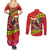 Personalised Hawaii Christmas Couples Matching Summer Maxi Dress and Long Sleeve Button Shirt Hula Girl Hibiscus With Hawaiian Style Tribal Fabric Patchwork LT03 - Polynesian Pride