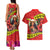 Personalised Hawaii Christmas Couples Matching Tank Maxi Dress and Hawaiian Shirt Hula Girl Hibiscus With Hawaiian Style Tribal Fabric Patchwork LT03 - Polynesian Pride