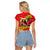Personalised Hawaii Christmas Raglan Cropped T Shirt Hula Girl Hibiscus With Hawaiian Style Tribal Fabric Patchwork LT03 - Polynesian Pride