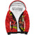 Personalised Hawaii Christmas Sherpa Hoodie Hula Girl Hibiscus With Hawaiian Style Tribal Fabric Patchwork LT03 Unisex Red - Polynesian Pride