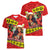 Personalised Hawaii Christmas Women V Neck T Shirt Hula Girl Hibiscus With Hawaiian Style Tribal Fabric Patchwork LT03 - Polynesian Pride