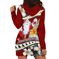 Tahiti Christmas Hoodie Dress Tiare Flowers and Pomarea Nigra with Polynesian Pattern LT03 - Polynesian Pride
