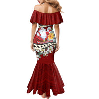 Tahiti Christmas Mermaid Dress Tiare Flowers and Pomarea Nigra with Polynesian Pattern LT03 - Polynesian Pride