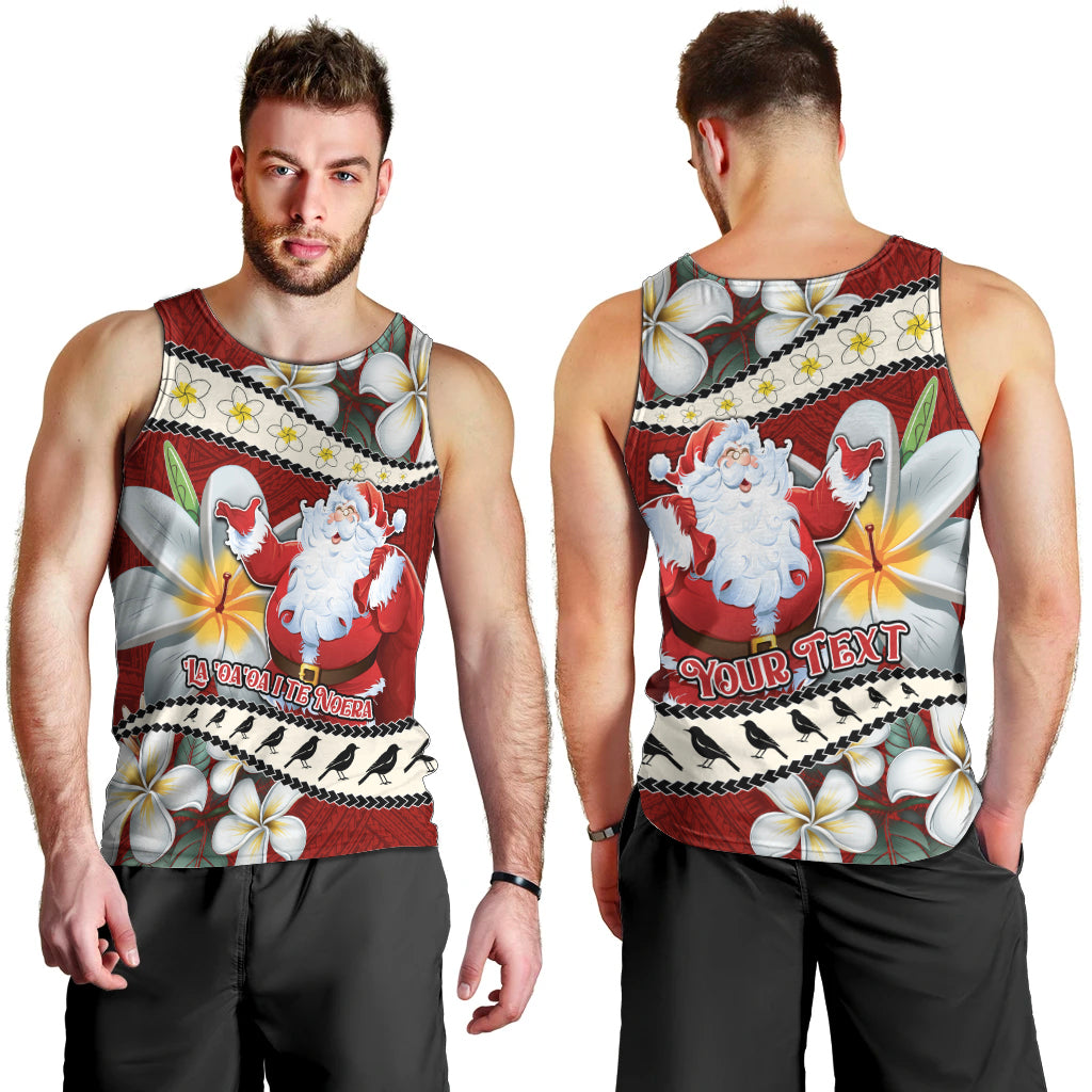 Personalised Tahiti Christmas Men Tank Top Tiare Flowers and Pomarea Nigra with Polynesian Pattern LT03 - Polynesian Pride