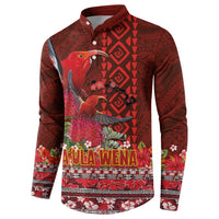 Hawaii KaʻUla Wena ʻIʻiwi Button Sweatshirt With Tropical Plants and 'Ohi'a lehua Kakau Art Tattoo