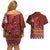 Hawaii KaʻUla Wena ʻIʻiwi Couples Matching Off Shoulder Short Dress and Hawaiian Shirt With Tropical Plants and 'Ohi'a lehua Kakau Art Tattoo