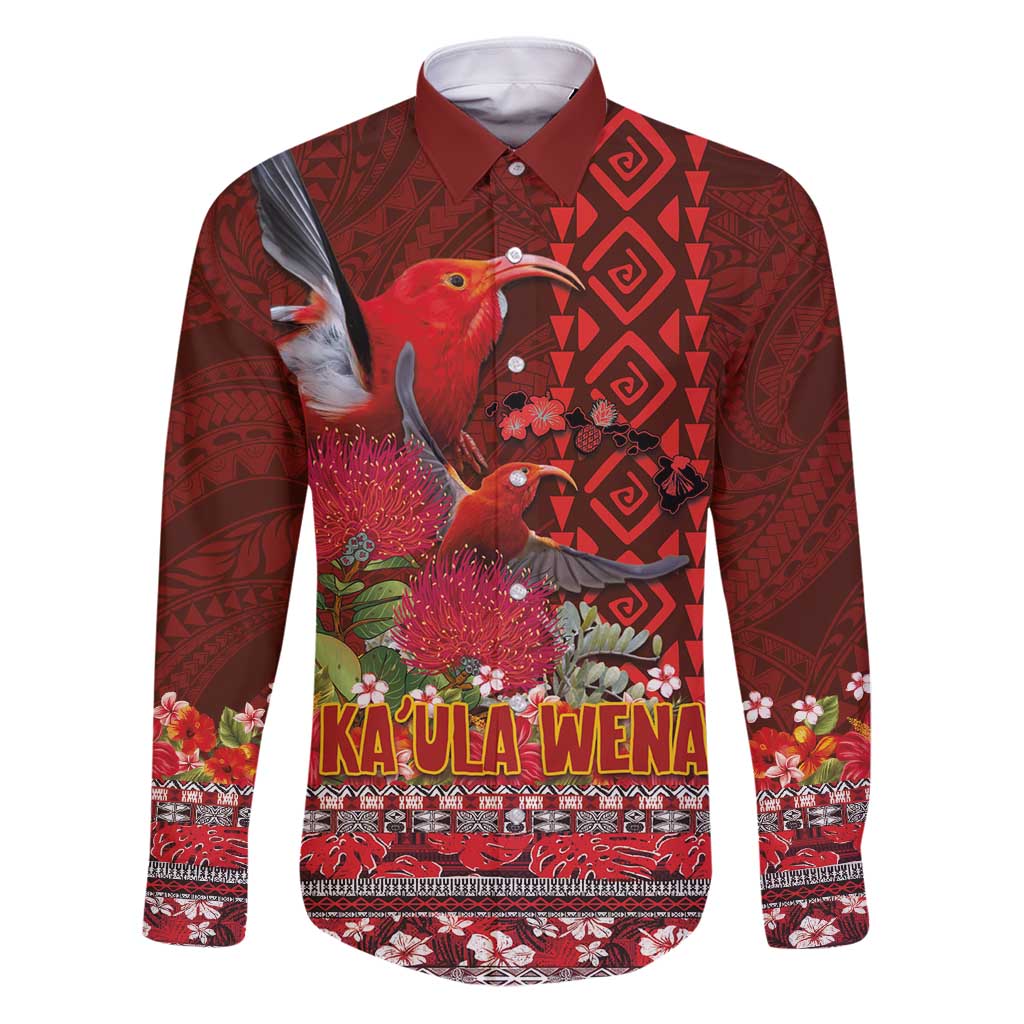 Hawaii KaʻUla Wena ʻIʻiwi Family Matching Puletasi and Hawaiian Shirt With Tropical Plants and 'Ohi'a lehua Kakau Art Tattoo