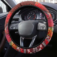 Hawaii KaʻUla Wena ʻIʻiwi Steering Wheel Cover With Tropical Plants and 'Ohi'a lehua Kakau Art Tattoo