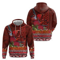 Hawaii KaʻUla Wena ʻIʻiwi Zip Hoodie With Tropical Plants and 'Ohi'a lehua Kakau Art Tattoo