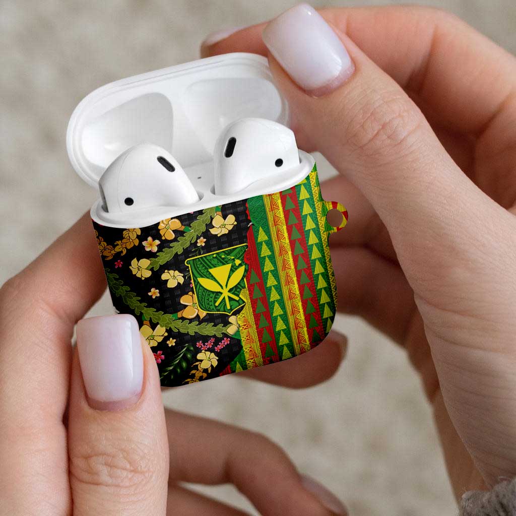 Hawaiian Tropical Plants Lei AirPods Case Kanaka Maoli Tribal with Palaka Motifs - Polynesian Pride