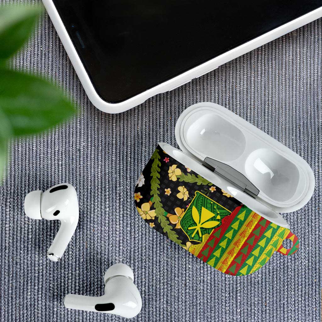 Hawaiian Tropical Plants Lei AirPods Case Kanaka Maoli Tribal with Palaka Motifs - Polynesian Pride