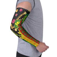 Hawaiian Tropical Plants Lei Arm Sleeves Kanaka Maoli Tribal with Palaka Motifs - Polynesian Pride