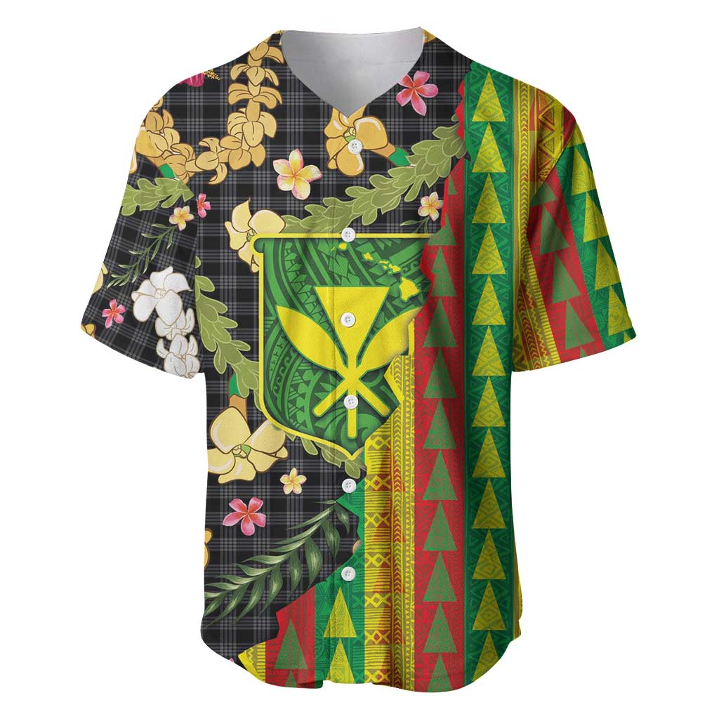 Hawaiian Tropical Plants Lei Baseball Jersey Kanaka Maoli Tribal with Palaka Motifs LT03 Multicolor - Polynesian Pride