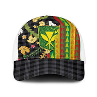 Hawaiian Tropical Plants Lei Baseball Net Cap Kanaka Maoli Tribal with Palaka Motifs - Polynesian Pride