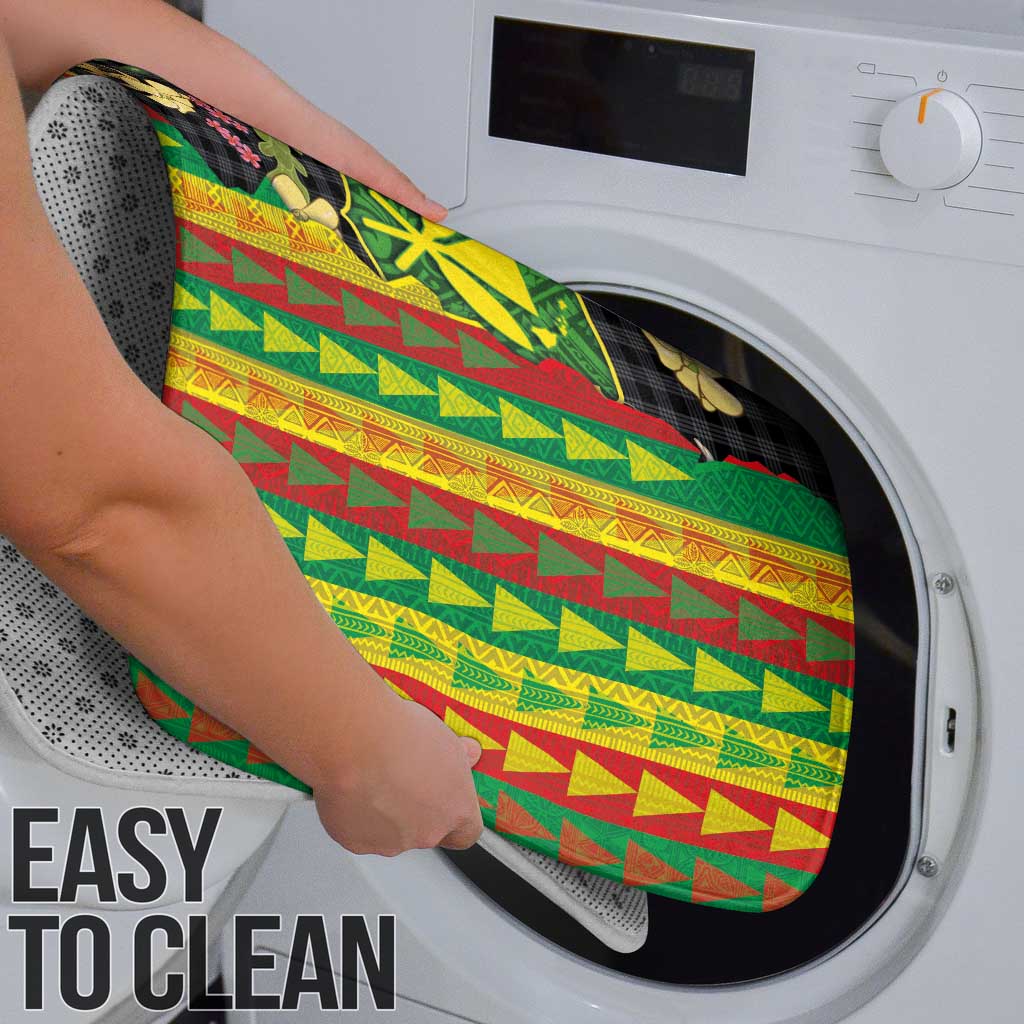 Hawaiian Tropical Plants Lei Bathroom Set Kanaka Maoli Tribal with Palaka Motifs - Polynesian Pride