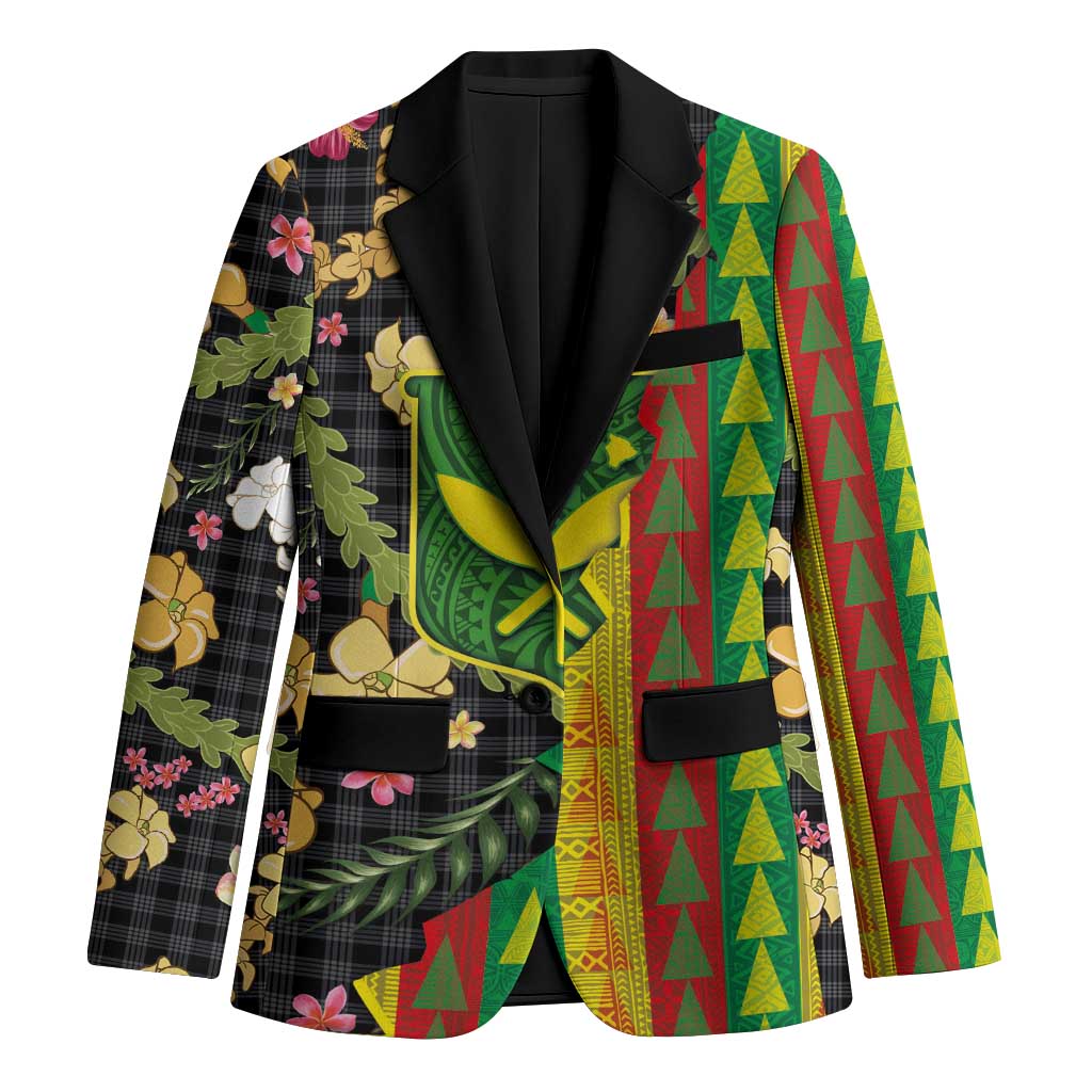 Hawaiian Tropical Plants Lei Blazer Kanaka Maoli Tribal with Palaka Motifs LT03 Unisex Multicolor - Polynesian Pride