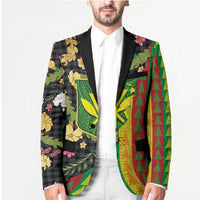 Hawaiian Tropical Plants Lei Blazer Kanaka Maoli Tribal with Palaka Motifs - Polynesian Pride