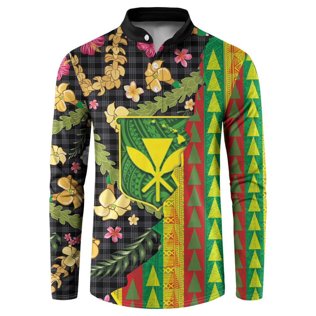 Hawaiian Tropical Plants Lei Button Sweatshirt Kanaka Maoli Tribal with Palaka Motifs LT03 Multicolor - Polynesian Pride