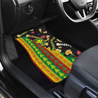 Hawaiian Tropical Plants Lei Car Mats Kanaka Maoli Tribal with Palaka Motifs - Polynesian Pride