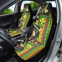 Hawaiian Tropical Plants Lei Car Seat Cover Kanaka Maoli Tribal with Palaka Motifs - Polynesian Pride