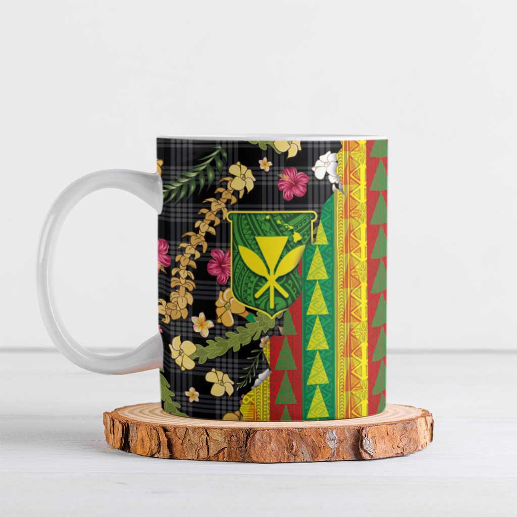 Hawaiian Tropical Plants Lei Ceramic Mug Kanaka Maoli Tribal with Palaka Motifs LT03 Multicolor - Polynesian Pride