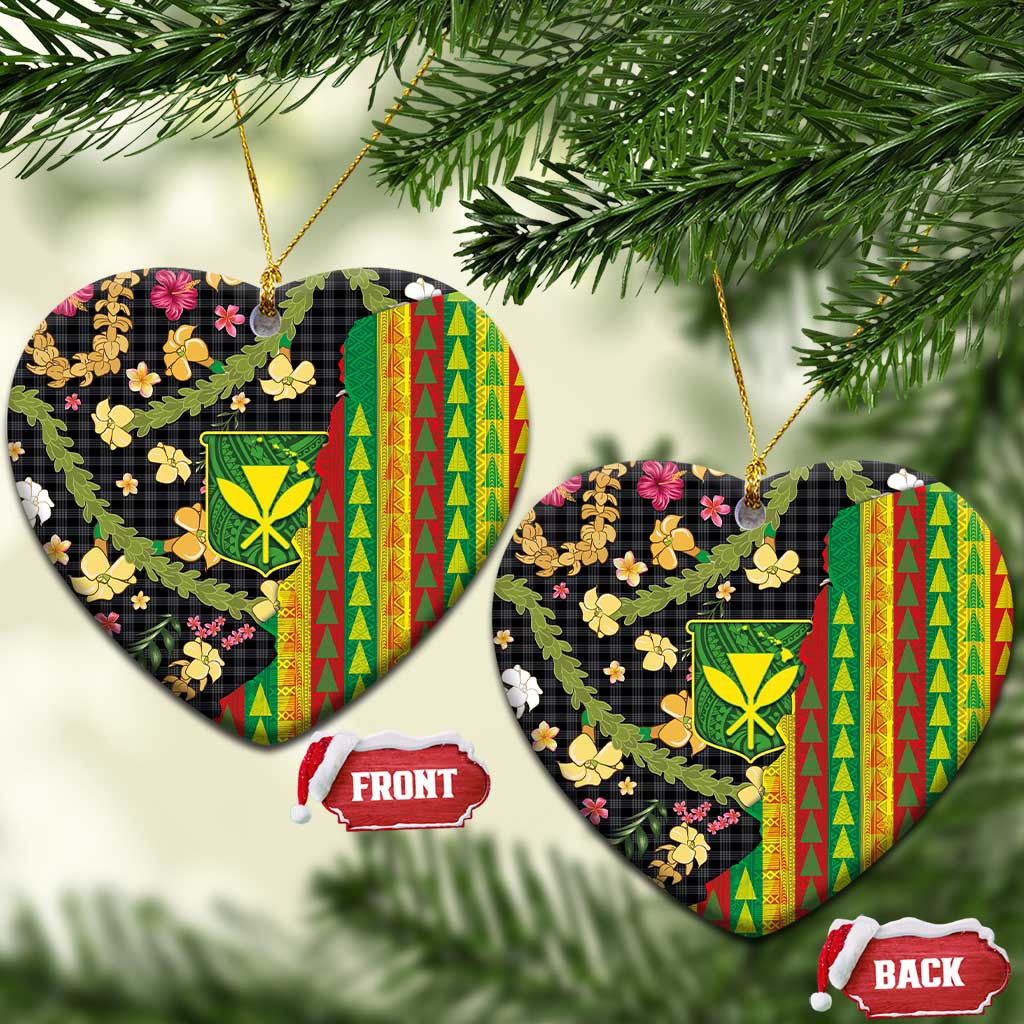 Hawaiian Tropical Plants Lei Ceramic Ornament Kanaka Maoli Tribal with Palaka Motifs - Polynesian Pride